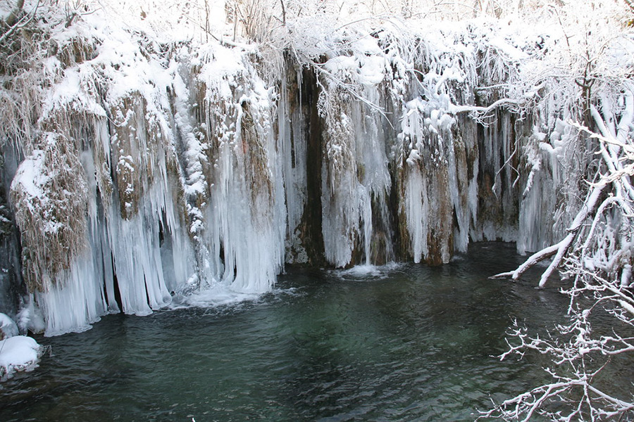 Plitvice Lakes In Winter Time